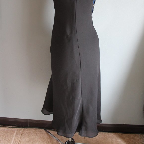 Vintage Y2K Niki Livas Black Lattice Back With Rhinestones Midi Slip Dress ~8~ - Picture 5 of 7